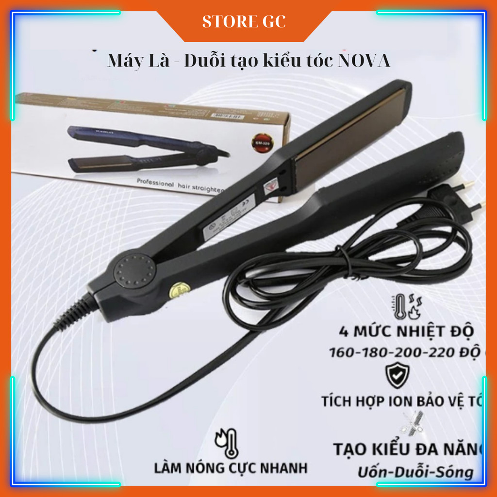Máy Là Duỗi Tóc Nova Chính Hãng, Là Tóc Thẳng Mượt, Làm Nóng Nhanh Với 4 Mức Nhiệt, Dễ sử dụng