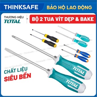  Bộ 2 tua vít dẹp và bake Total  Wadfow kích thước dẹp SL6.5 bake PH2 chất liệu crv Bộ tuốc nơ vít thông dụng 