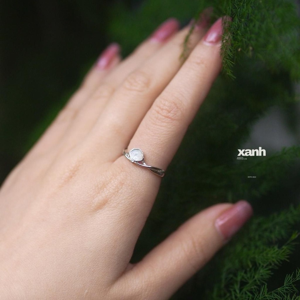 Nhẫn nữ vỏ sò xà cừ ngọc trai thanh lịch dễ thương - Xanh Jewelry