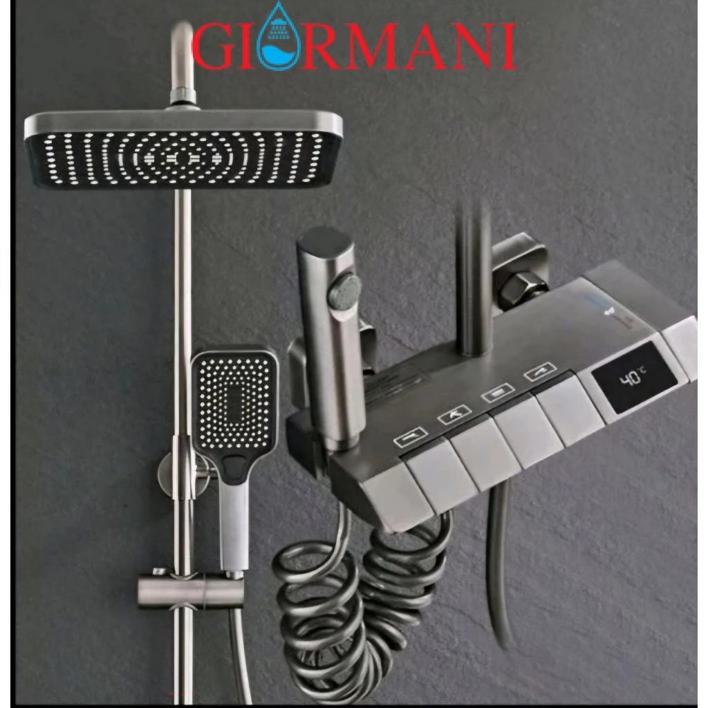 Sen vòi, Bộ Sen Tắm Đứng GIORMANI nóng lạnh kiểu dáng phím đàn mạ Titan hiển thị nhiệt độ siêu sang SC39