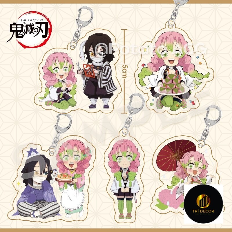 Móc khoá Demon Slayer Anime Keychain Women Kanroji Mitsuri Iguro Obanai Kawaii Acrylic KeyChain