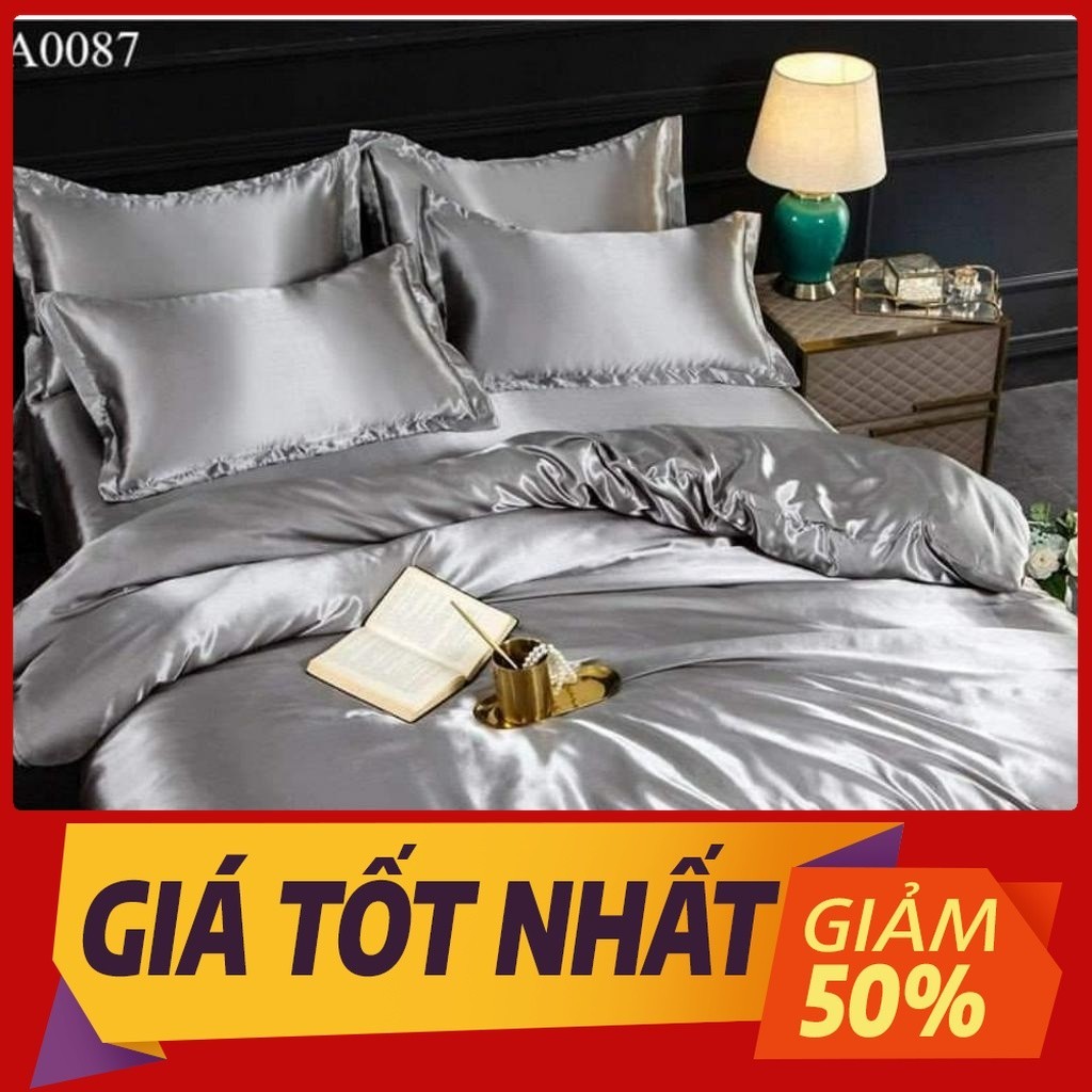 🧧SIÊU ĐẸP🧧 Bộ Ga Gối Phi Lụa Silk Mát Mềm Mịn, Bộ 4 và 5 Món Chăn Chần Bông Cao Cấp _ Chăn Ga Sỉ HCM