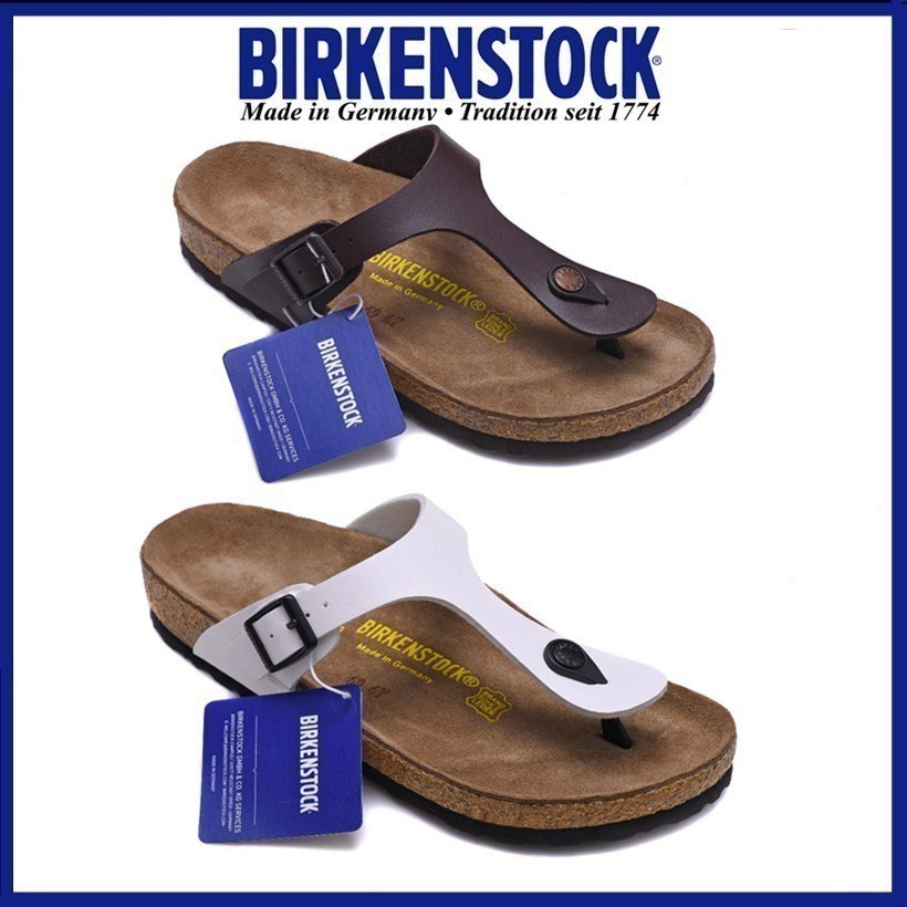 Quần áo nam Birkenstock Boken / Dép xỏ ngón cổ điển dành cho nữ đi biển giày thông thườnggizehseries Nâu / Trắng34-46