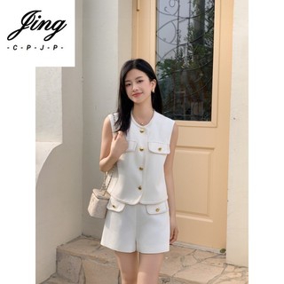 Áo Vest cổ tròn mới 24ss + Bộ quần short cạp cao
