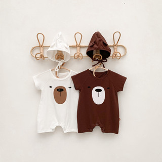Ins Phiên Bản Hàn Quốc Quần Áo Mùa Hè Nam Nữ Áo Liền Quần Cotton Mỏng Dễ Thương Gấu Ngắn Tay Áo Liền Quần Cho Bé Đi Chơi Áo Liền Quần