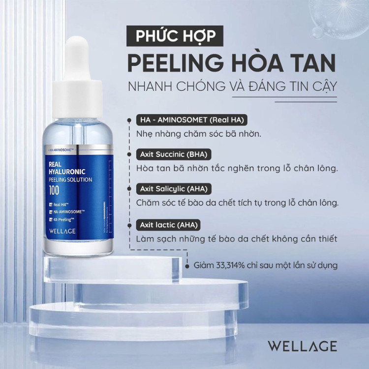 Tinh Chất Peel Da Wellage Real Hyaluronic 4X Solution Hàn Quốc 30ml