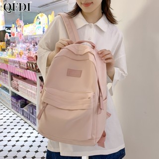 Ba lô QFDI Mới Màu Trơn Đơn Giản Dung Tích Lớn Phong Cách Đại Học Giải Trí Schoolbag