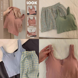 Bộ đồ ngủ gia đình có miếng đệm ngực, áo sơ mi hai mảnh thời trang mùa hè và quần short eo co giãn siêu mát mẻ