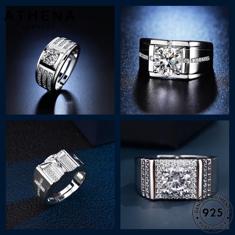 Athena JEWELLY Thời Trang Kim Cương Moissanite Bạc 925 Nam Có Thể Điều Chỉnh Nhẫn M139