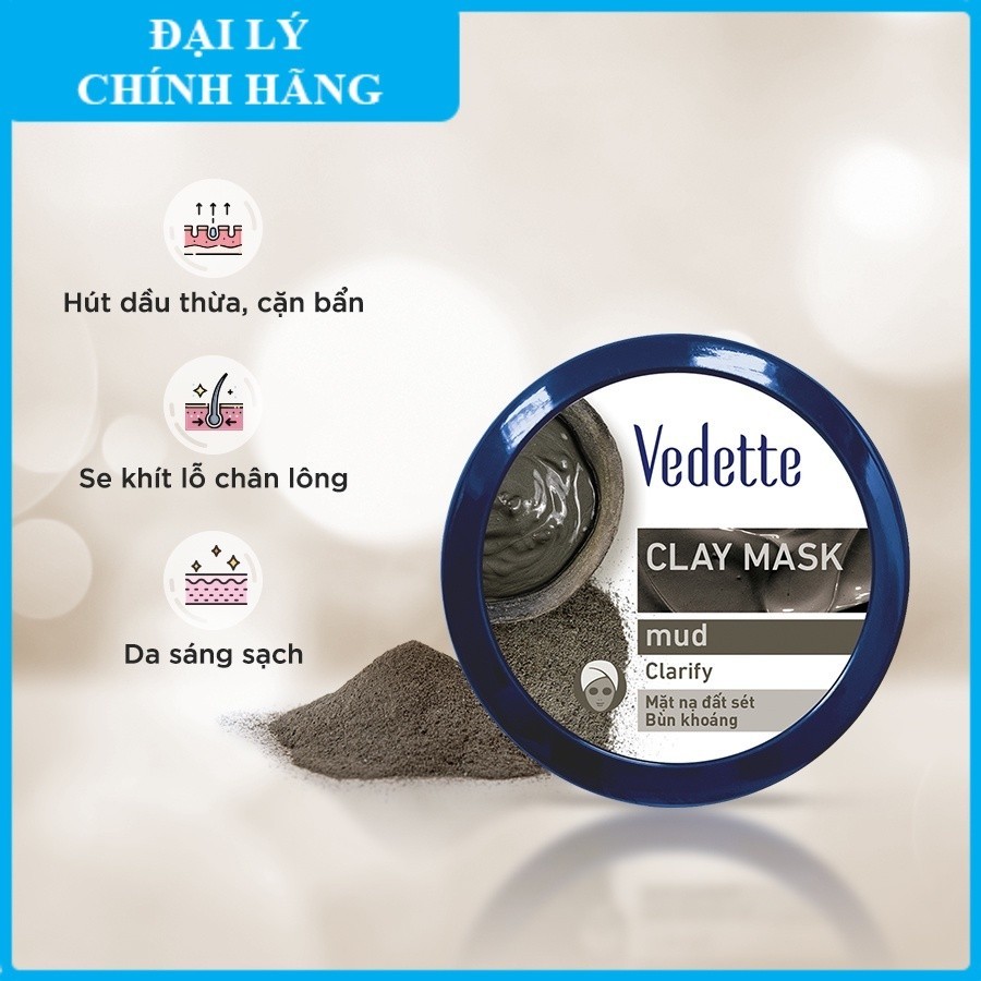 Mặt nạ đất sét Vedette Bùn Khoáng (Mud) 145g ( Hàng chính hãng )