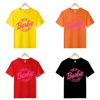 Dingyuan Hồng Barbie In Áo nam Nữ Đen Xanh Đỏ Vàng Tee Cổ Tròn Unisex Áo