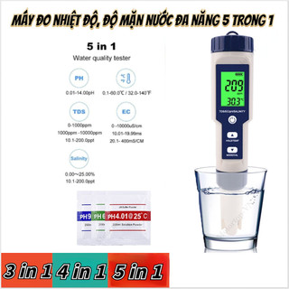 Máy kiểm tra chất lượng nước, đo độ mặn của nước từ 5 đến 1 ph/tds/ec/độ mặn/nhiệt độ, 3 ph chuẩn