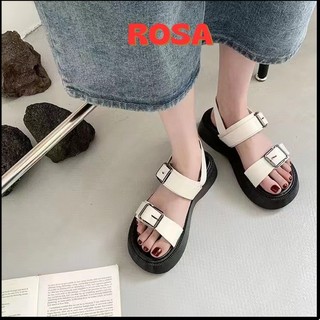 Dép sandal hở ngón đế dàykhóa đôi đi biển đi học sinh phong cách basic trơn Rosa factory SD-0337