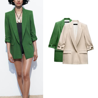  Mùa Hè 2025 Sản Phẩm Mới Nữ Vải Lanh Phối Uốn Tay Áo Blazer 2182939 