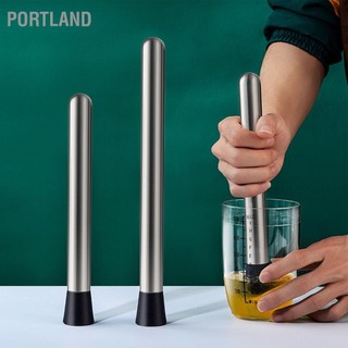 Portland Thép không gỉ Cocktail Muddler Nghiền Đá Cần Vồ Búa Thanh Trộn Rượu Kèm Có Rãnh Đầu