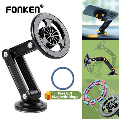 Giá đỡ điện thoại thông minh Fonken Giá đỡ điện thoại từ tính Điều hướng ô tô Mgsafe Giá đỡ kính thiên văn có thể gập lại Phụ tùng ô tô