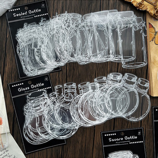 30 Chiếc Vintage Chai Thủy Tinh Series Dán Tạp Chí Deco DIY Trong Suốt Chai Đề Can Gói