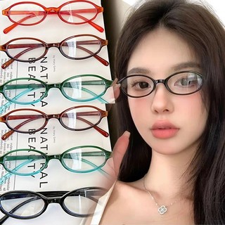 Y2k Retro Hình Bầu Dục Khung Chống Ánh Sáng Xanh Kính Ngọt Ngào Mát Bé Gái Đỏ Xanh Vintage Đơn Giản Nữ Kính Trơn Kính Mắt