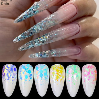 Toxicla11 [dhin] 1 Bộ bột opal nàng tiên cá sáng bóng móng tay lấp lánh cực quang tắc kè hoa mưa móng tay sequin bột gương aurora opal bột cod