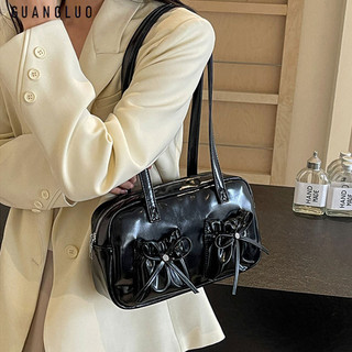 Guangluo Phiên bản Hàn Quốc của túi đeo vai nơ cao cấp cảm giác thời trang xếp ly dung tích lớn Túi Tote PU mới