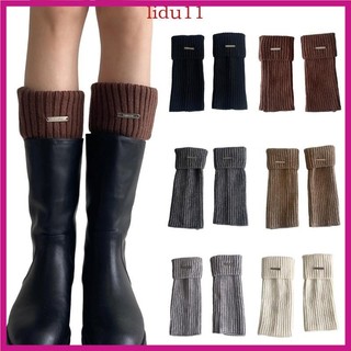 Lid Nữ Gân Đan Boot Tất Chân Bao Y2K Bông Tai Kẹp Kim Loại Nhãn Rời Chân Ấm Hơn