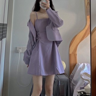 Đồ nữ Hai Mảnh thanh lịch phù hợp đi học đi làm cho phái nữ, màu tím lạ mắt , váy áo nữ, áo vest