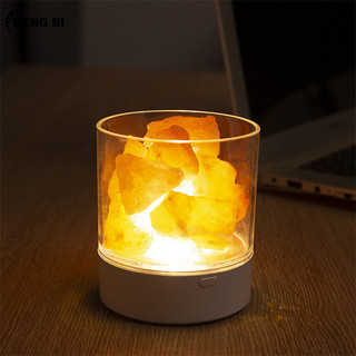 Meng NI Đèn ngủ Đèn muối khoáng Đèn ngủ Đầu giường Đèn xung quanh Ngọn lửa muối đá Đèn bàn phòng ngủ bàn