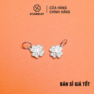 Bạc s925: charm bạc cỏ 4 lá đính đá htjewelry ph783