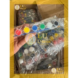 Set 6 hộp màu nước kèm 1 cọ vẽ Nguyên liệu làm đồ handmade, vẽ mặt nạ, mẹt Trung Thu l LU