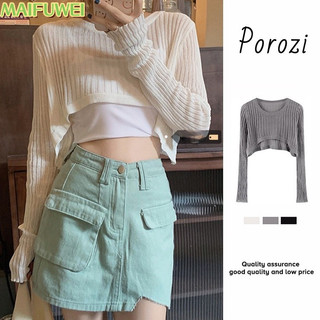 Maifuwei Porozi Hàn Quốc - croptop dài tay phong cách dành cho nữ
