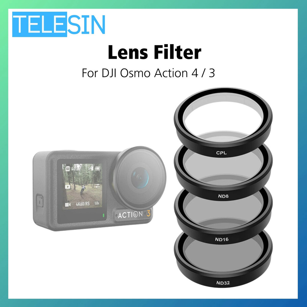 Telesin Dành Cho DJI Osmo Action 5 4 3 CPL ND 8 16 32 Bộ Lọc Cho DJI Osmo Action 5 4 3 Phụ Kiện