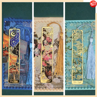Retro Tranh Hoa Kim Loại Đánh Dấu Trang Rỗng Bronzing Bookmark Với Tua Rua Dành Cho Người Đọc Sách Người Yêu Học Sinh