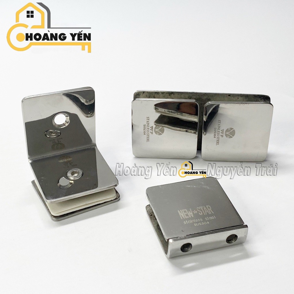 Kẹp Định Vị Inox Tường Kính - Kính Kính góc 90 độ, 180 độ, 0 Độ, Kẹp Kính, Định Vị VPP/ NEW STAR  IN