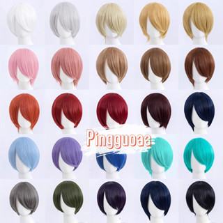  【Manmei 30cm Universal Short Wig Heat Resistant Synthetic Hair Cosplay Wigs 
