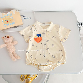 [Quần áo trẻ em khủng long hoạt hình] Quần áo trẻ em Nam nữ mùa hè Tay ngắn mỏng cho bé ~ Bộ áo liền quần Cotton siêu dễ thương cho trẻ em