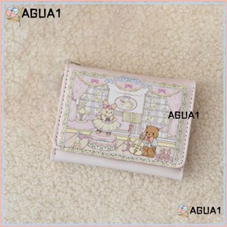 Ví ngắn AGUA1, Túi đựng tiền PU di động, Hộp đựng thẻ gấu và thỏ nhiều khe dễ thương dành cho nữ