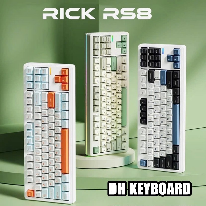 Bàn Phím Cơ Không Dây Riccks RS8 3 Mode | Mạch Xuôi | Led RGB+Led viền | QMK-VIA