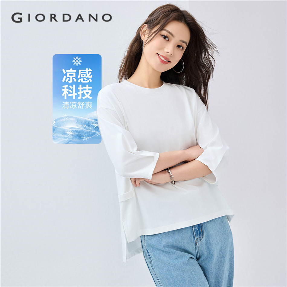 GIORDANO WOMEN Cool-touch crewneck elbow length sleeve tee 05325417