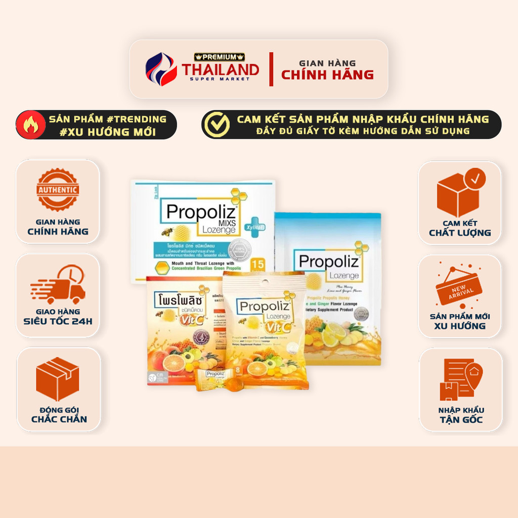 🍯 Kẹo Ngậm Propoliz Lozenge – Dịu Họng, Thơm Miệng, Tăng Sức Đề Kháng 🍋