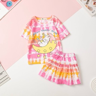 Set bộ bé gái áo kèm chân váy loang, chân váy có chip đùi bên trong size 10-30kg