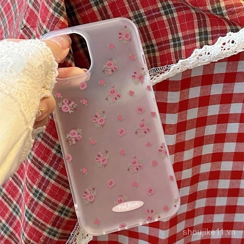 Full Màn Hình Hoa Nhỏ Màu Hồng Thích Hợp Cho iPhone15 / 14promax Vỏ Điện Thoại 11 Apple 13 / 12 Bộ D