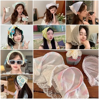 Hoa Nối Thiết Kế Dệt Băng Đô Mùa Hè Màu Tươi Dệt Băng Đô Dệt Tay Nữ Hình Tam Giác Khăn Bên Ngoài Ảnh Chống Đỡ Tiếp Liệu