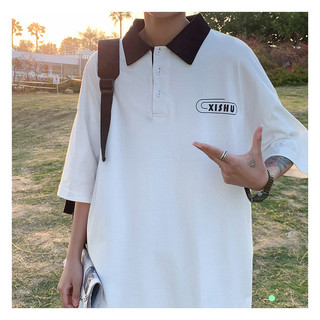 Màu Sắc Tương Phản Ve Áo Ngắn Tay Nam Plus Béo Plus Kích Thước Hợp Thời Trang Chất Béo Rời Áo Sơ Mi polo Mùa Hè Đơn Giản Phong Cách Hồng Kông