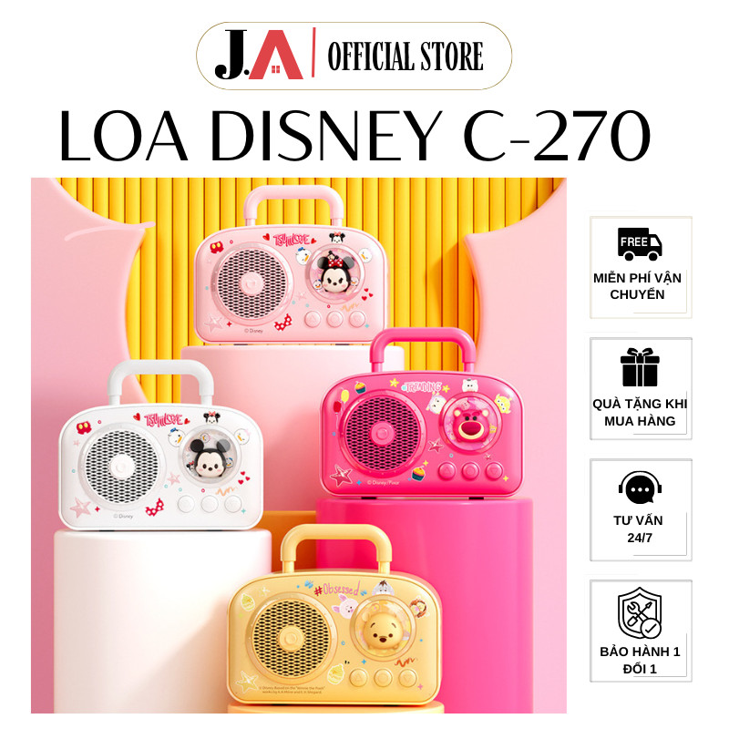 Loa Bluetooth Mini Disney C-270 Âm Thanh Hifi Chất Lượng Cao, Hình Gấu Dâu, Minnie Siêu Dễ Thương (J