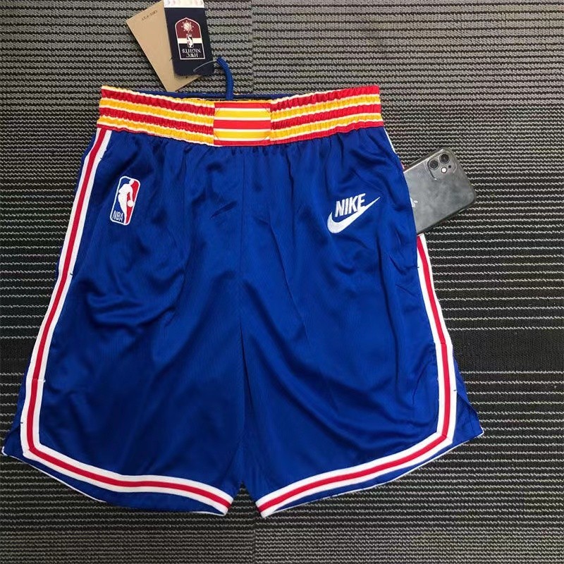 Quần short bóng Nba Kỷ niệm 75 năm Chiến binh Bóng Quần short bóng rổ Quần short thể thao thông thường dưới quần short bóng rổ Quần short thể thao nam Ẩm Quần short thể thao bóng rổ Quần short thêu