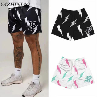 Yazhiniao Quần Short Nam In Lightning American Retro Lưới Thoáng Khí Nhanh Khô Bóng Rổ Quần Short Thường Ngày