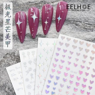 Eelhoe 3d dán móng tay phản quang lấp lánh đề can laser bạc trái tim tình yêu bướm miếng dán kính cường lực cho móng tay lấp lánh móng tay nghệ thuật trang trí