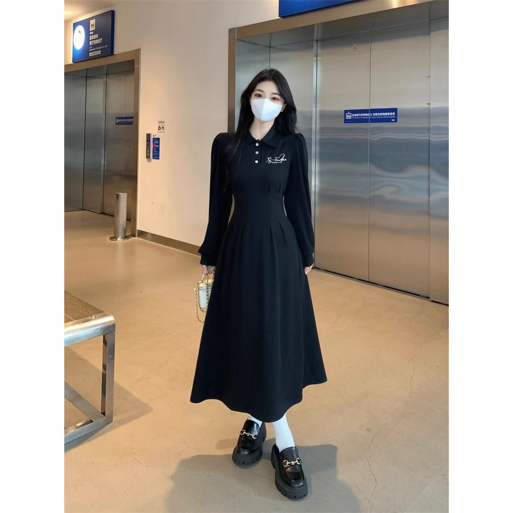 【Bess's house】váy bigsize nữ, chân váy dài 2 dây, cổ polo ngắn tay hở lưng 2024, đen nhỏ ôm eo mùa hè, tiểu thư sang chảnh, Liền | BigBuy360 - bigbuy360.vn