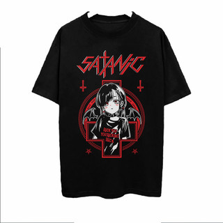Áo thun Anime Aesthetic Satanic Girl Cross Gothic (Black) ngắn tay