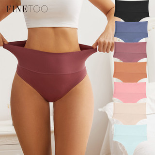 Finetoo S- XXXL Quần lót màu trơn cạp cao cho nữ Quần lót co giãn và kháng khuẩn